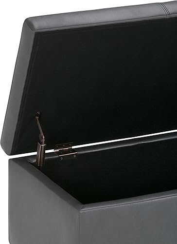 Miniatura 79 de Otomana rectangular de almacenamiento de cuero sintético Simpli Home Avalon., Cuero, Marrón Azul,Marrón Chocolate,Cloud gris,Gris oscuro,Azul