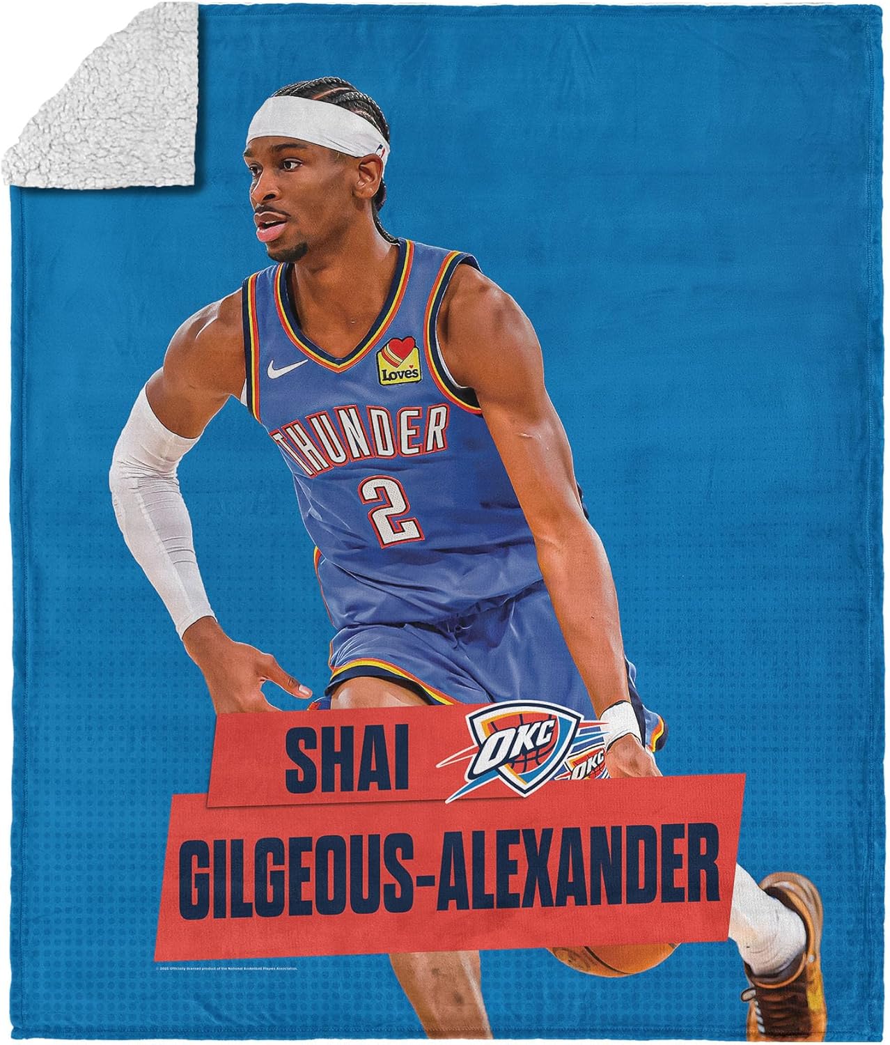 Northwest Oklahoma City Thunder Shai Gilgeous-Alexander NBA Silk Touch Sherpa Throw Blanket 50x60 inches
