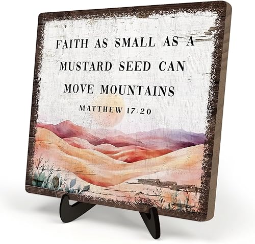 Miniatura 10 de Decoración inspiradora cristiana de oficina, decoración cristiana, letrero de placa de madera rústica para oficina, hogar, sala de estar (negro,
