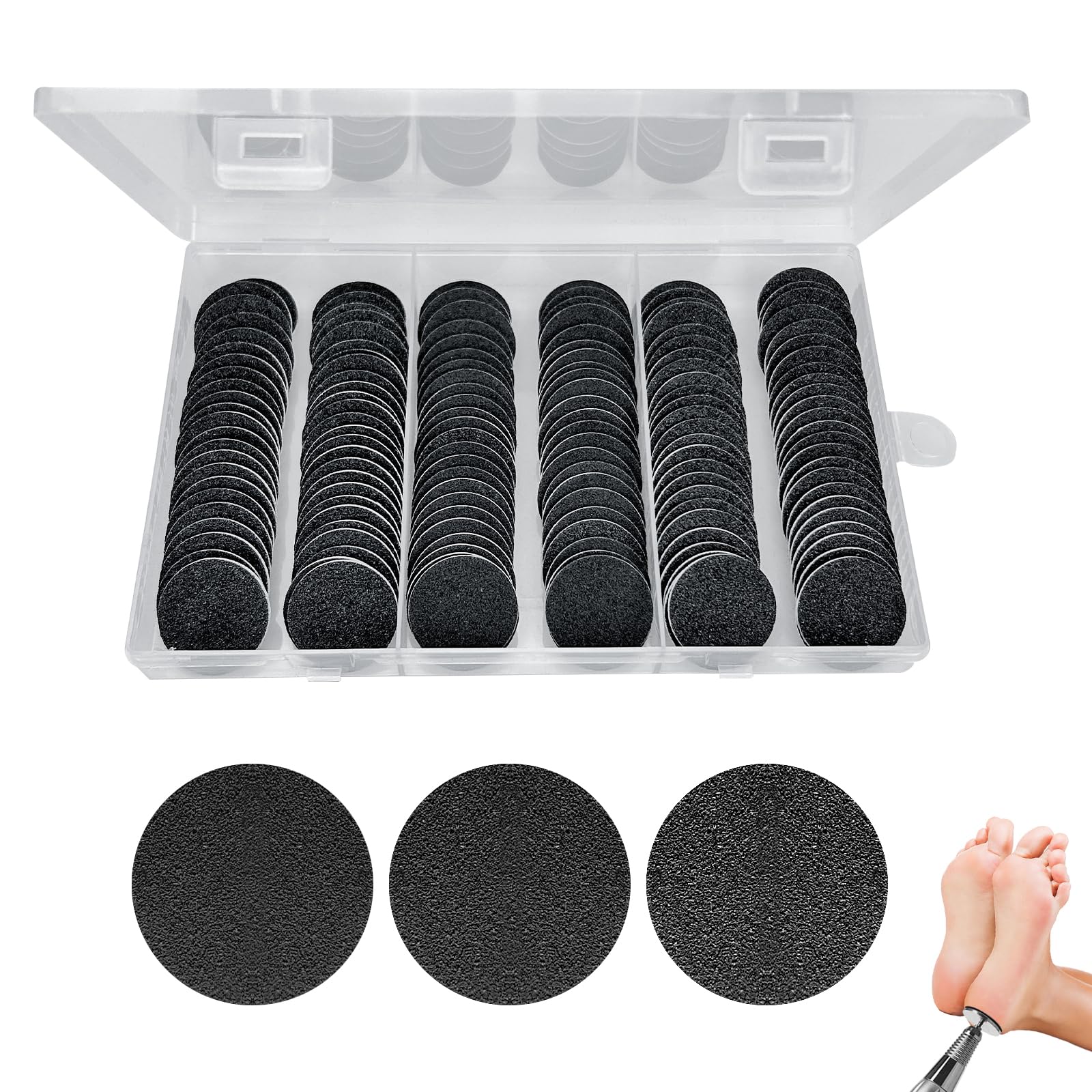 150pzas Feet Grinder Papel de Lija, Herramienta de Pedicura Disco de Lijado, Cuidado de Los Pies, Papel de Lija Duro para la Piel Muerta y Talón Agrietado