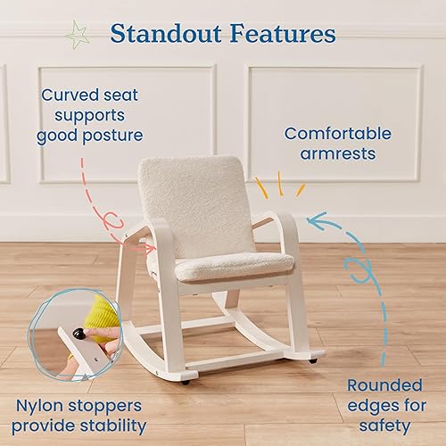 Miniatura 6 de ECR4Kids Mecedora Bentwood con cojín, muebles para niños, lavado blanco