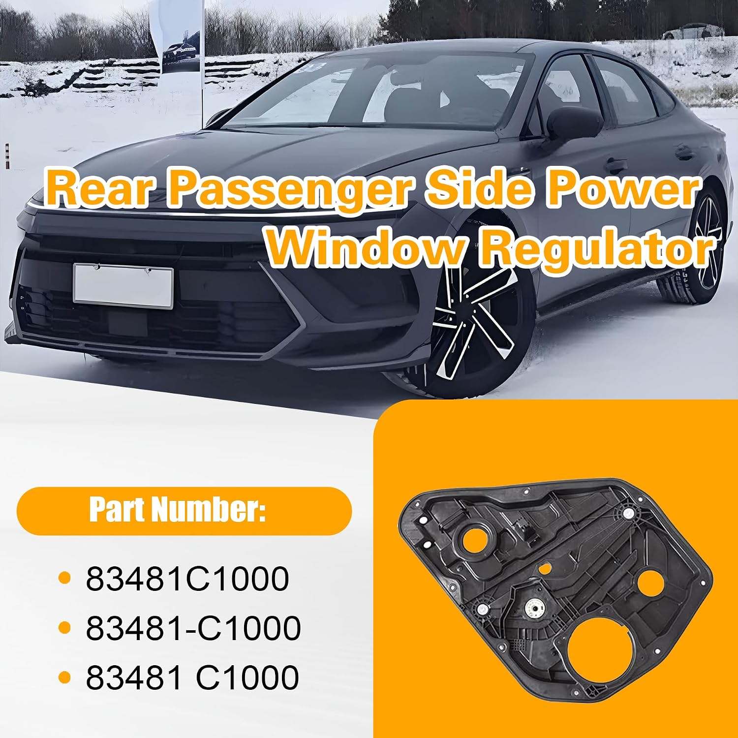 Rear Passenger Side Power Window Regulator, Compatible with Hyundai Sonata 2014 2015 2016 2017 2018 2019, Replace 83481C1000 83481-C1000