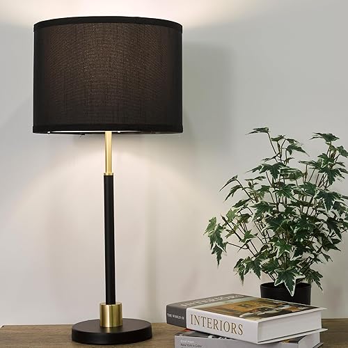 Miniatura 7 de Table and Floor Lamp Set of 3 Pack Lamp Set with Black Linen Lampshade, Farmhouse Light Sets, Modern Table Lamps and Floor Lamp for Living Room,