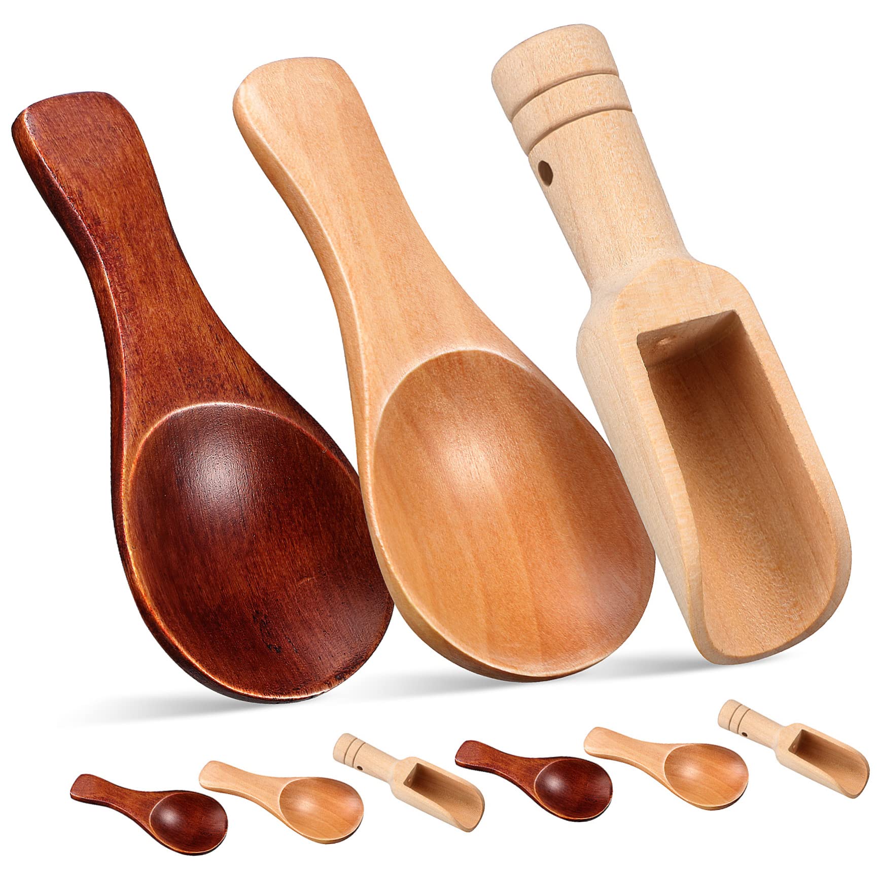 IMIKEYA Wooden Scoop Serving Utensils Pcs Small Wooden Spoons Mini Scoops for Jars Condiment Serving Spoons