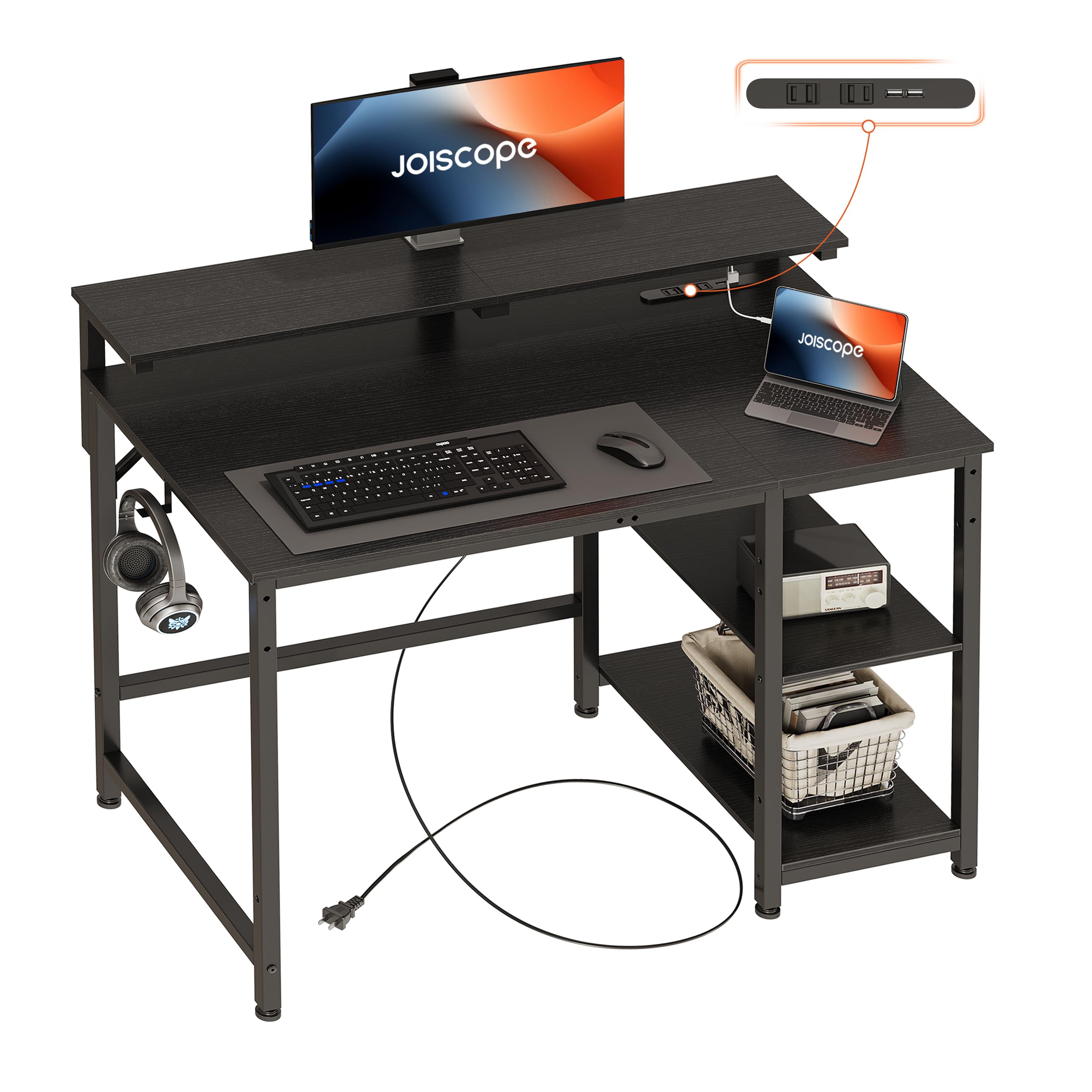 Amazon | JOISCOPE パソコンデスク 机 - 100×50cmの学習机、モニター