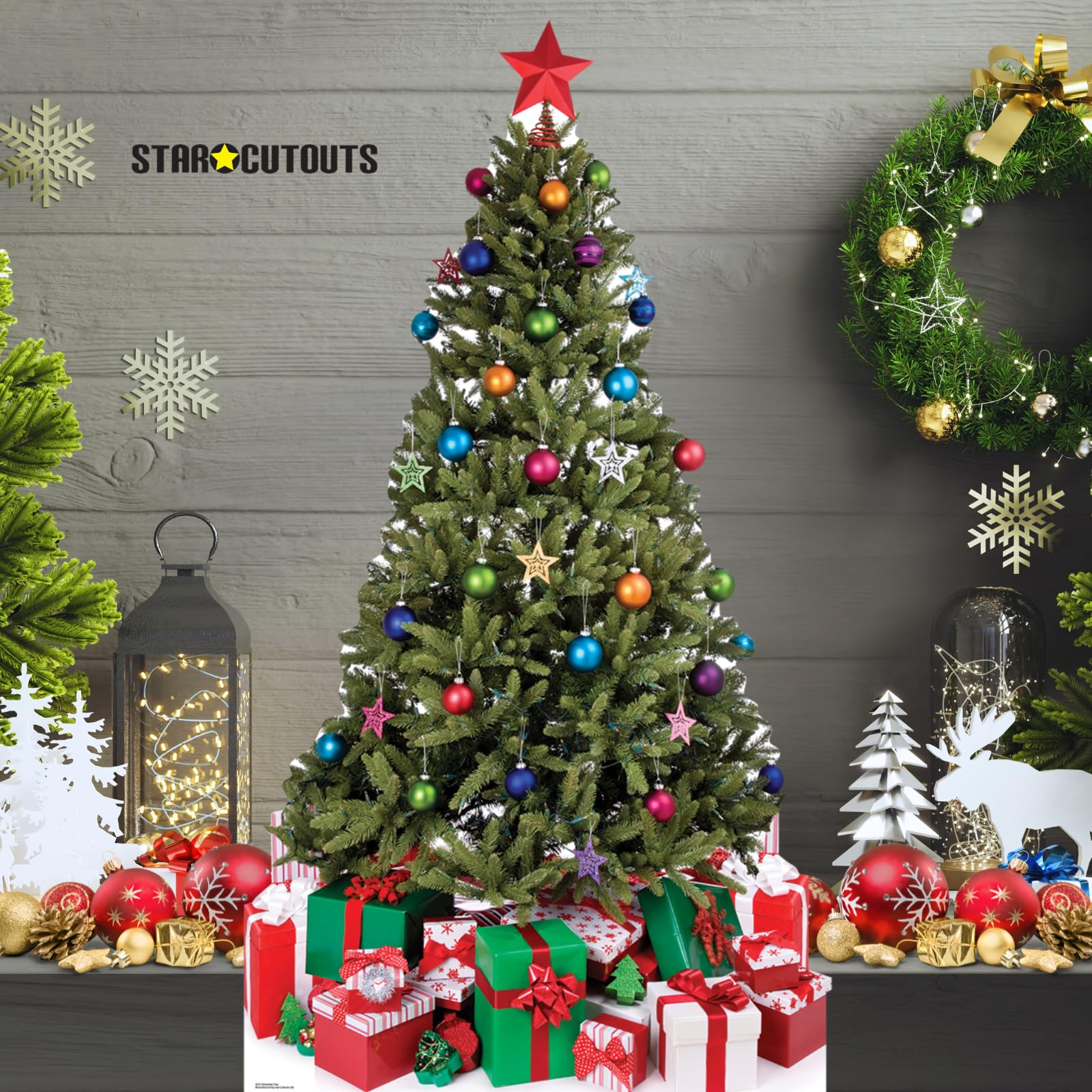 Star Cutouts Ltd SC57 duże wycięcie kartonowe na choinkę idealne do pokoju personelu i biura dekoracje świąteczne, imprezy i wydarzenia, wysokość 178 cm