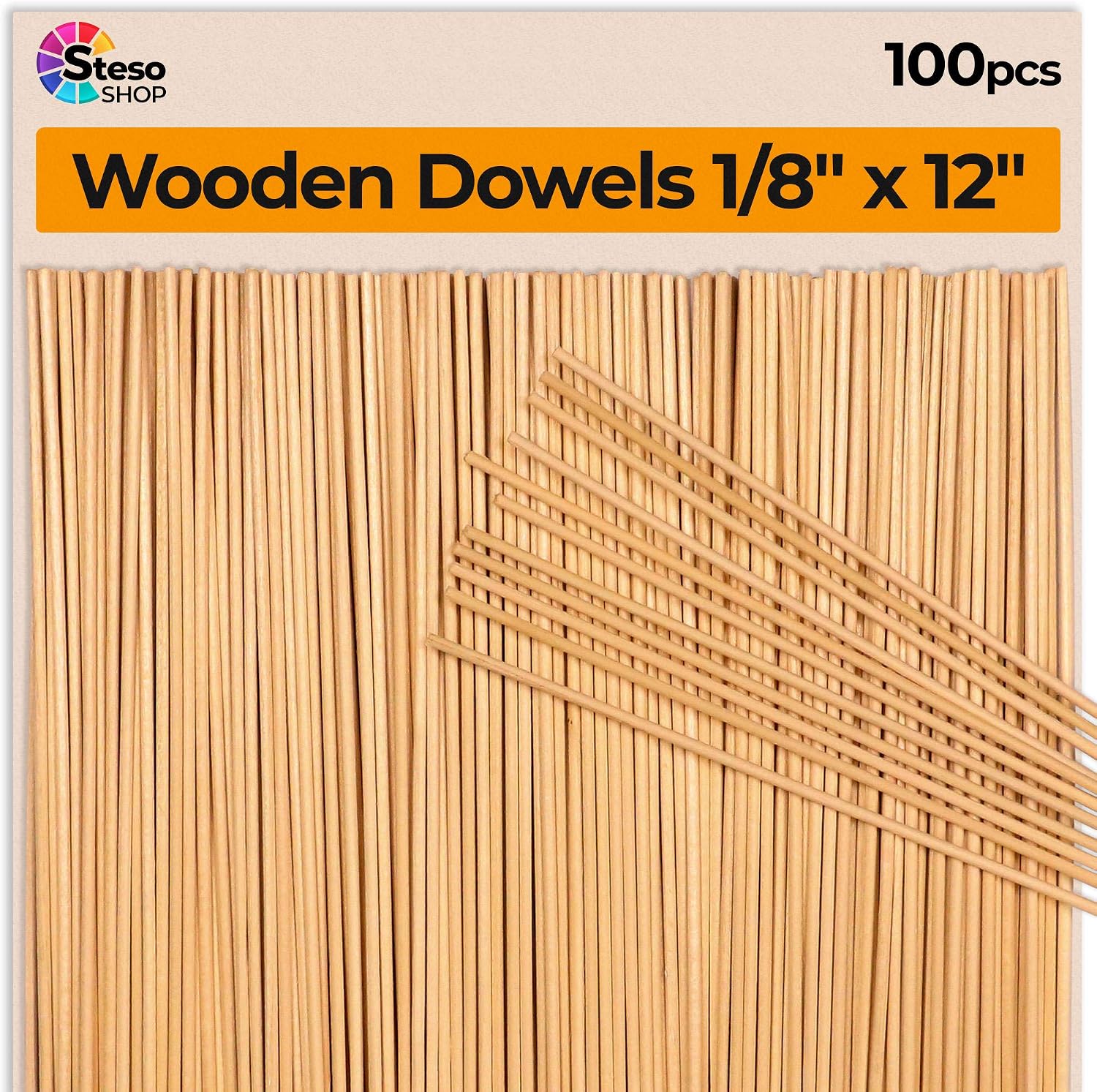 Wooden Dowel Rods 1/8 - Dowels 12inch 30cm-3mmØ - Thin Wooden Dowels for Crafts - 100 pcs