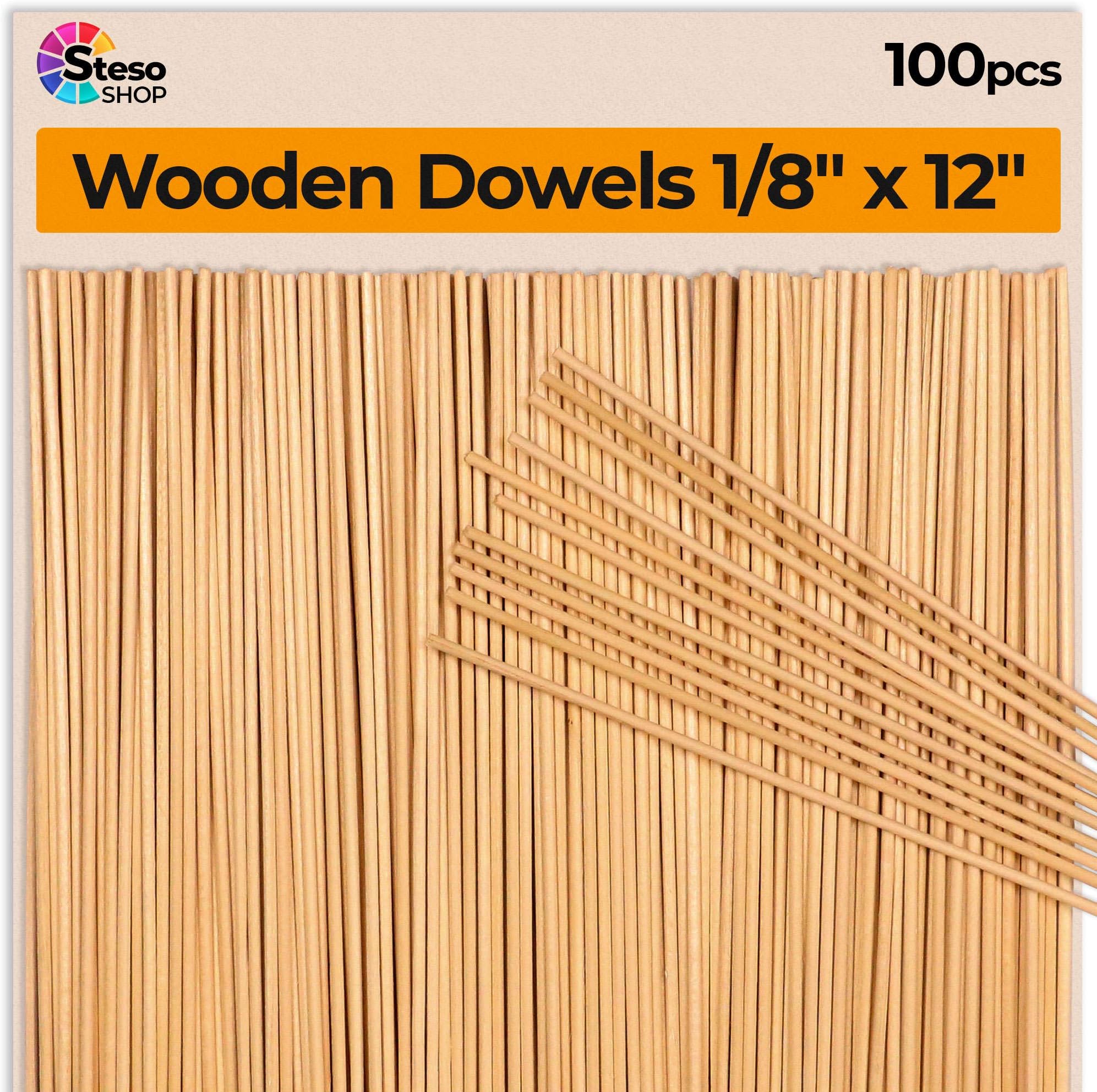 Wooden Dowel Rods 1/8 - Dowels 12inch 30cm-3mmร - Thin Wooden Dowels for Crafts - 100 pcs