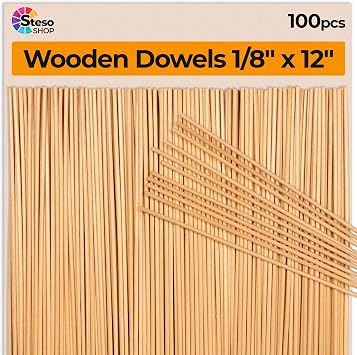 Wooden Dowel Rods 1/8 - Dowels 12inch 30cm-3mm - Thin Wooden Dowels for Crafts - 100 pcs
