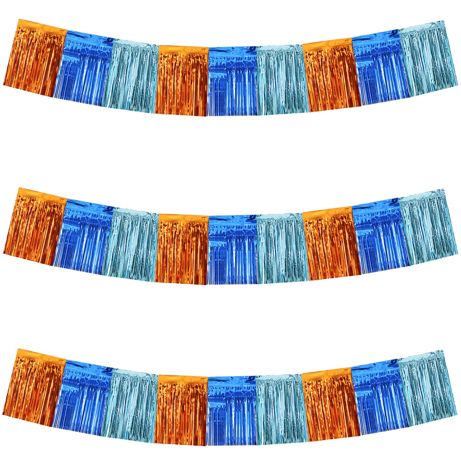 BEISHIDA Orange Blue Fringe Garland Banner 30ft Wall Tinsel Foil Streamers