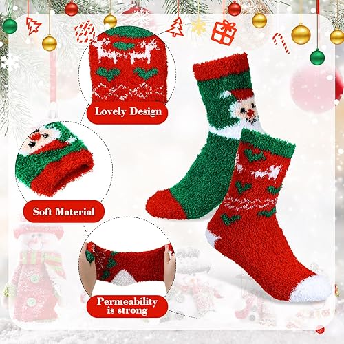 Miniatura 2 de SATINIOR 10 pares de calcetines de Navidad mullidos y esponjosos, calcetines cálidos de Navidad, calcetines coloridos de felpa de Navidad