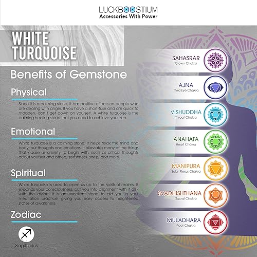 Miniatura 5 de LUCKBOOSTIUM Adorno plateado contra el mal de ojo con cadena de bolas con cristal azul, mano de Hamsa, piedra colgante – para buena suerte y Blanco