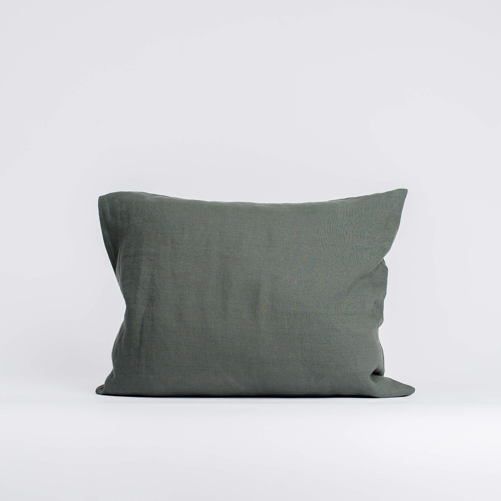 My Linen Home 100% Stonewashed Juego de 2 Fundas de Almohada de Lino en Color Verde Oscuro | Funda Almohada 50x70 cm I con Cierre de sobre I Hipoalergénico, Termorregulador y Transpirable Fundas