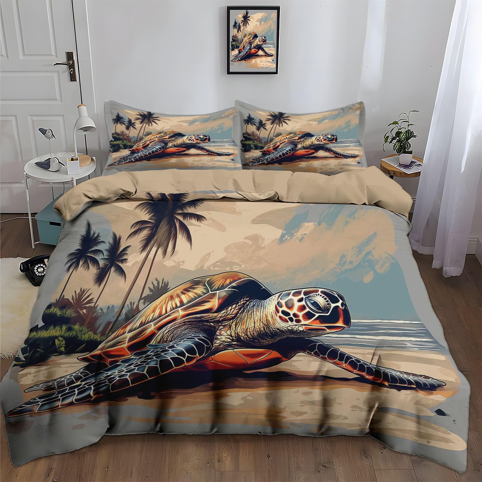 Housse de couette 200x200cm microfibre lit 2 personnes motif tropical
