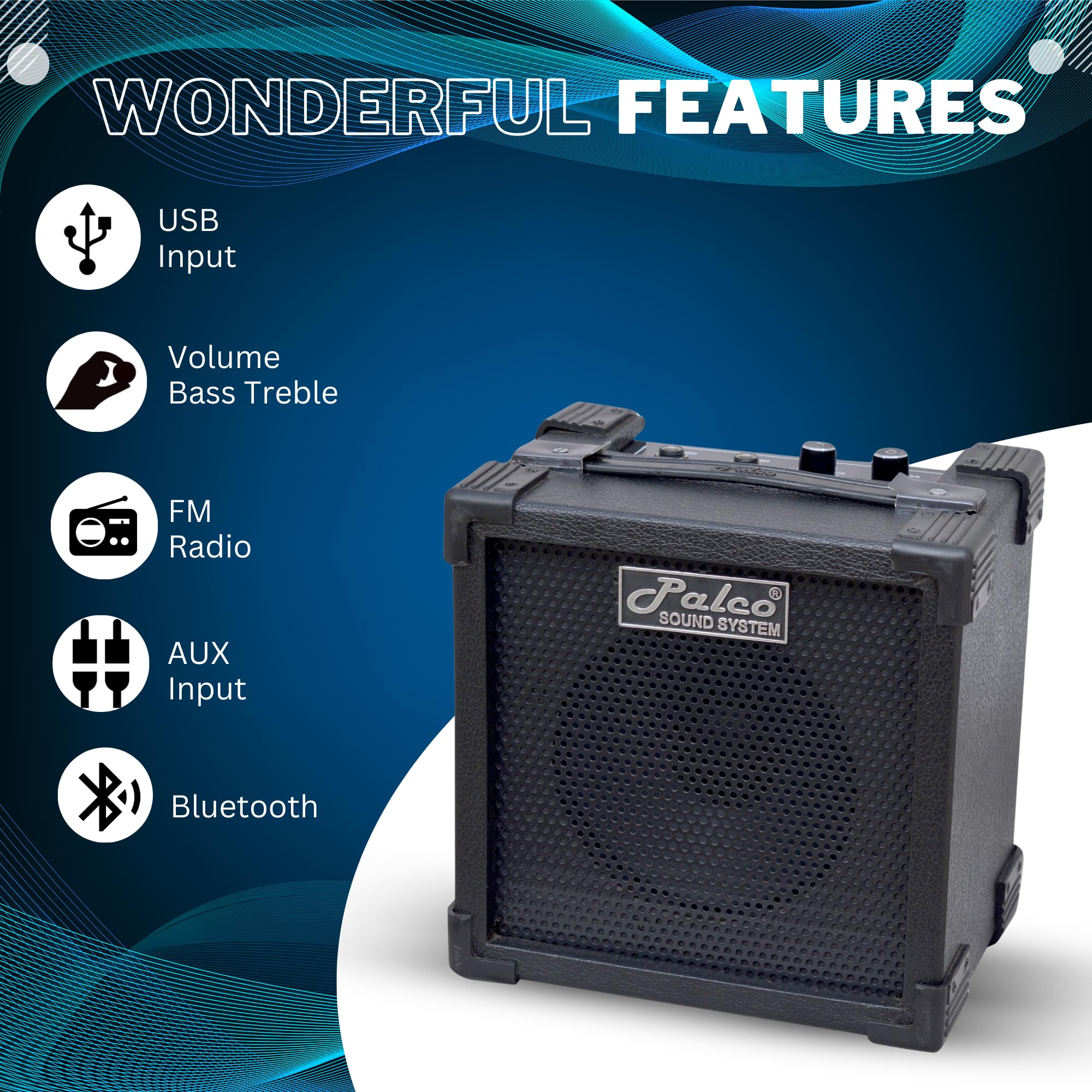 PALCO M103USB Combo Amplifier with FM and USB Support, Home Audio Stereo 2 Channel Digital Amplifier Receiver, Built-in Equalizer with Bass, Treble & Balance Control (Black) - Image 4 thumbnail