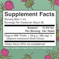 Vista 2 de MaryRuth Organics Gotas de extracto líquido de semilla de cardo mariano, 1 fl oz 1,190 mg de semilla de cardo mariano Silybum marianum Sin