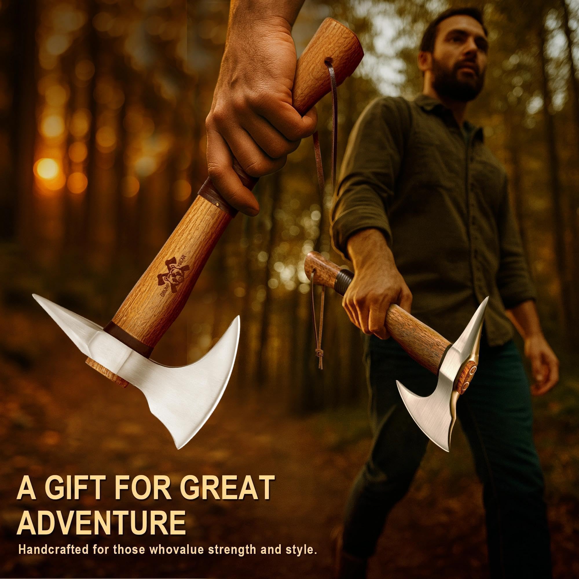 Grumpy Bear 15" Survival Axe - Camping & Wood Splitting -5