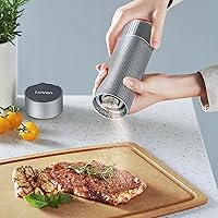 Vista 8 de Luvan Molinillo de sal, molino de sal de grado profesional con molinillo de rebabas único, 12 ajustes de grosor ajustables, velocidad de molienda