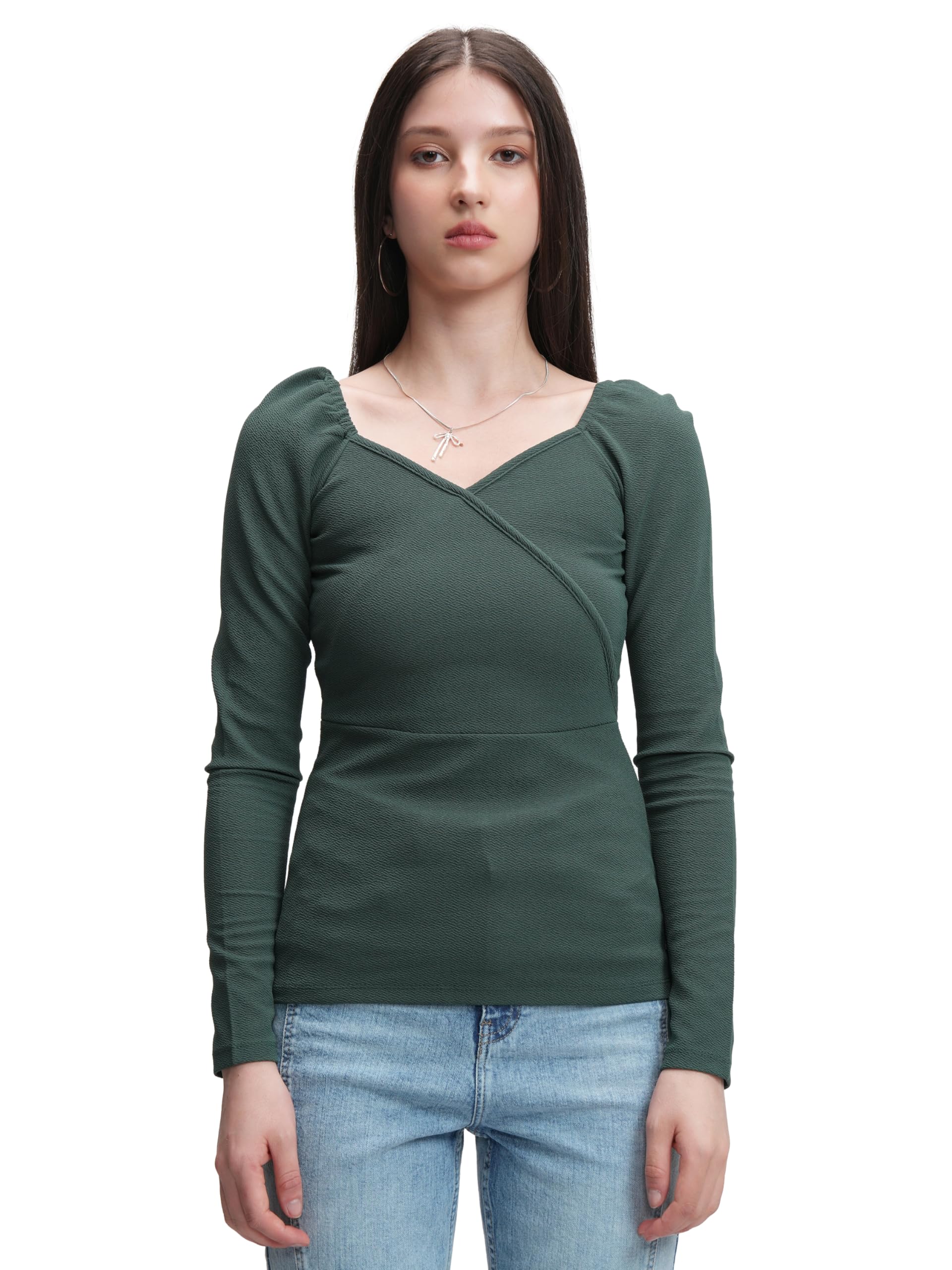 tokyo talkies Women's Sweetheart Neck Long Sleeves Wrap Top | Elegant & Flattering | Perfect For Dates & Evening Outings | Tops For Woman | Women Tops | Stylish Top-picture-15