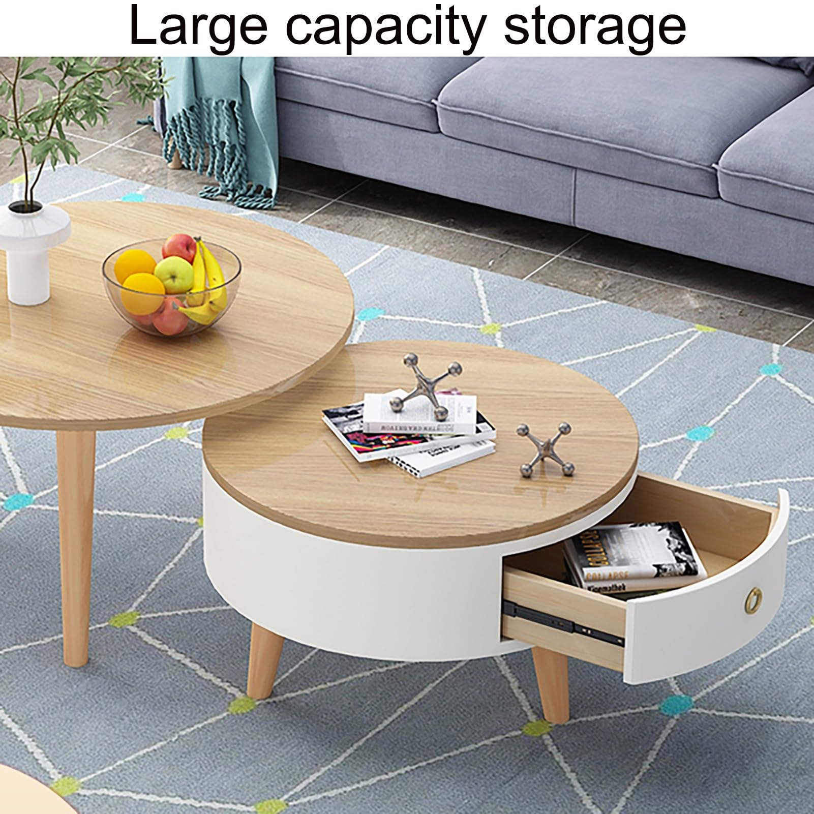 Set di tavolini da caffè piccoli color legno, 2 ripiani, moderni, per soggiorno, camera da letto e balcone, per riporre ed esporre, semplice tavolino da divano per un uso versatile