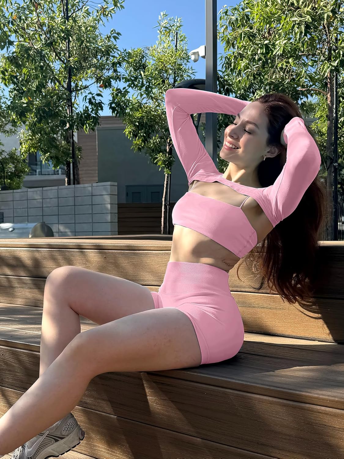 YEOREO Seamless Long Sleeve Shrug for Women Gym Crop Top Workout Cropped Sports Bolero - Image 3