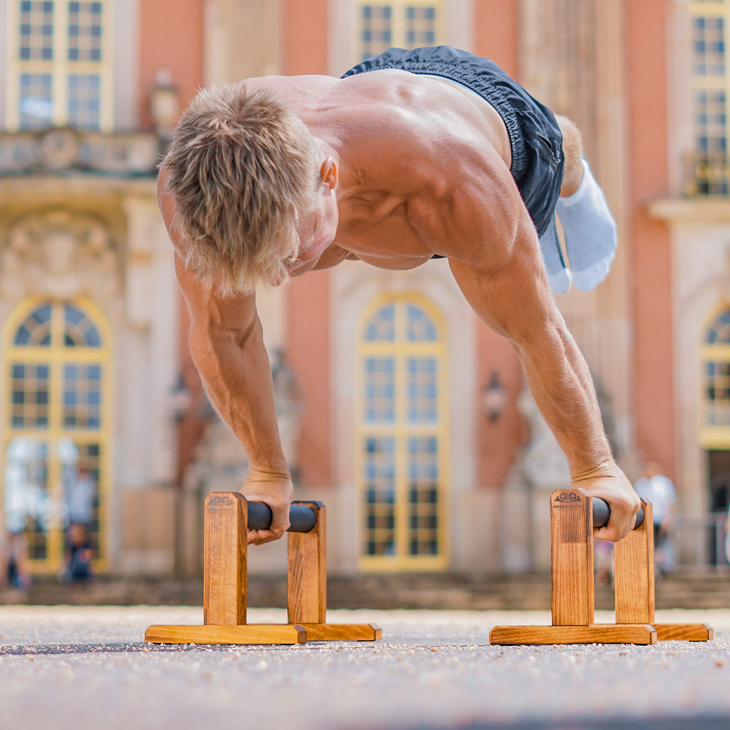Terraletts Handstand Griffe aus Holz für Planche, L-Sit, Handstand Bars 19,5 cm Griffhöhe - Produziert in Deutschland - Nachhaltige Handstandstütze für Calisthenics