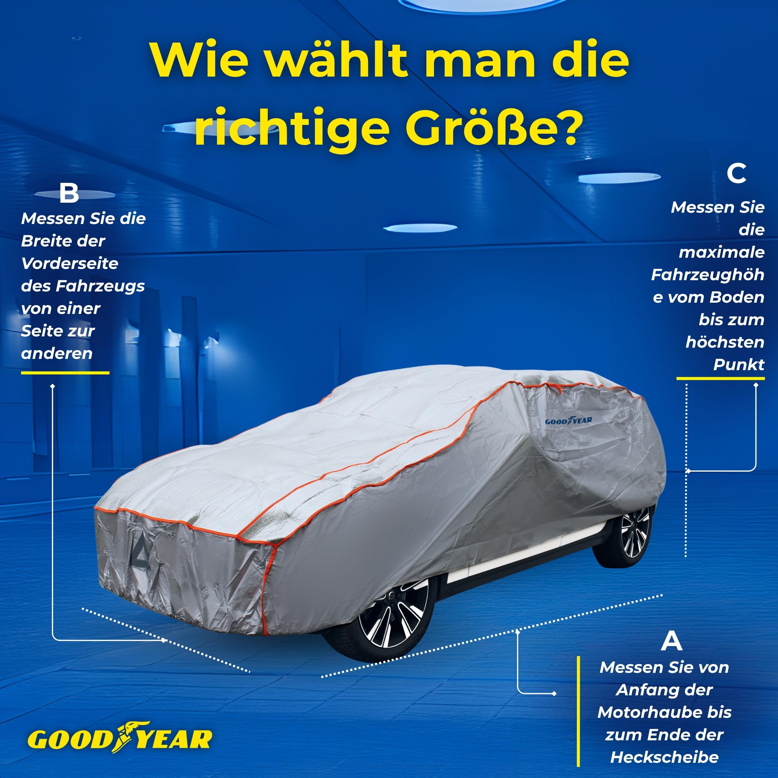 Goodyear Autoabdeckung, Hagelschutz, Hagelschutz, für Auto und SUV, UV-Schutz, wasserdicht, Hagelschutz, Größe S