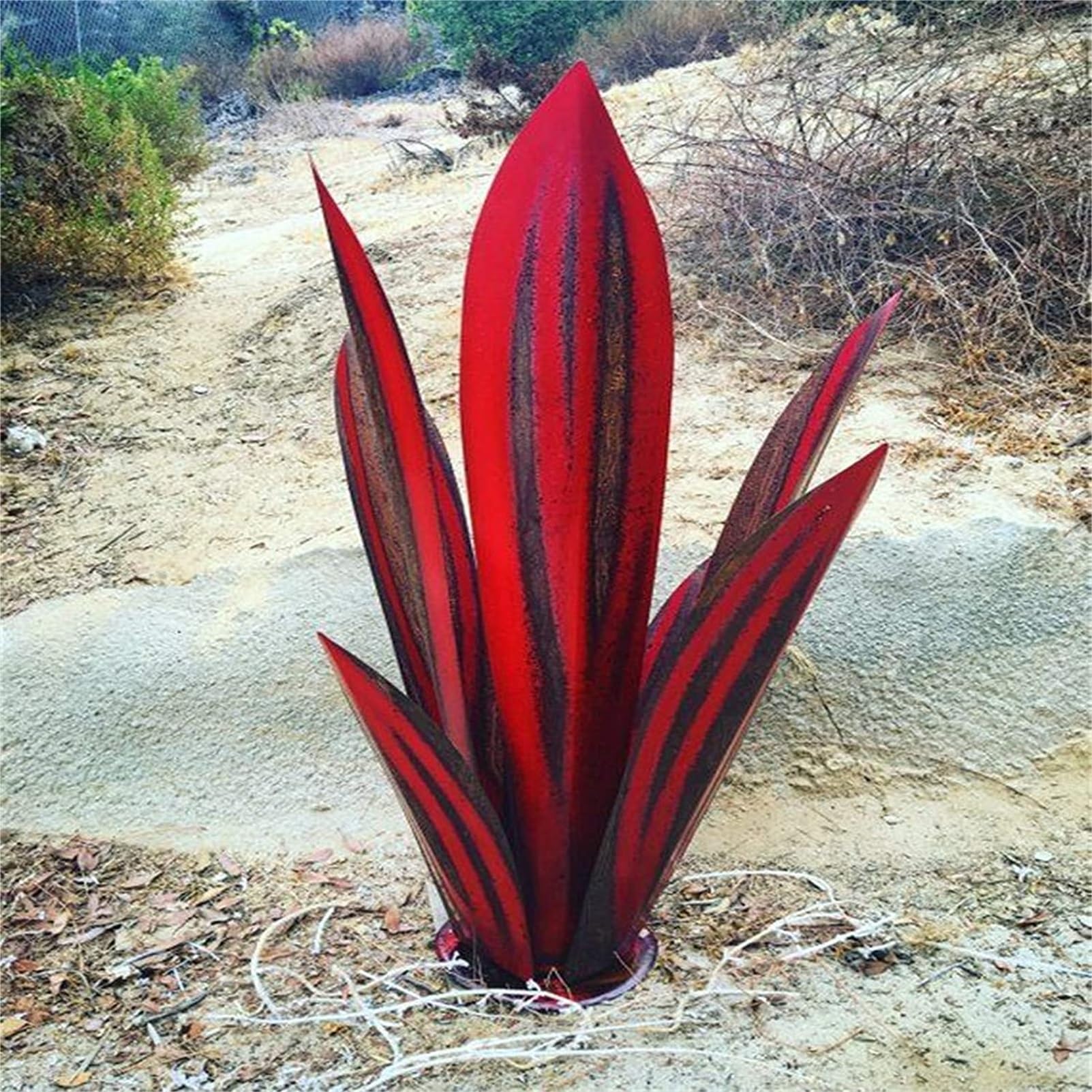 Set da 2 Pezzi Scultura di Agave in Metallo Fatta A Mano da 27 Cm, Decorazione da Giardino Resistente alla Ruggine E agli Agenti Atmosferici per Cortile, Prato E Esposizione Interna
