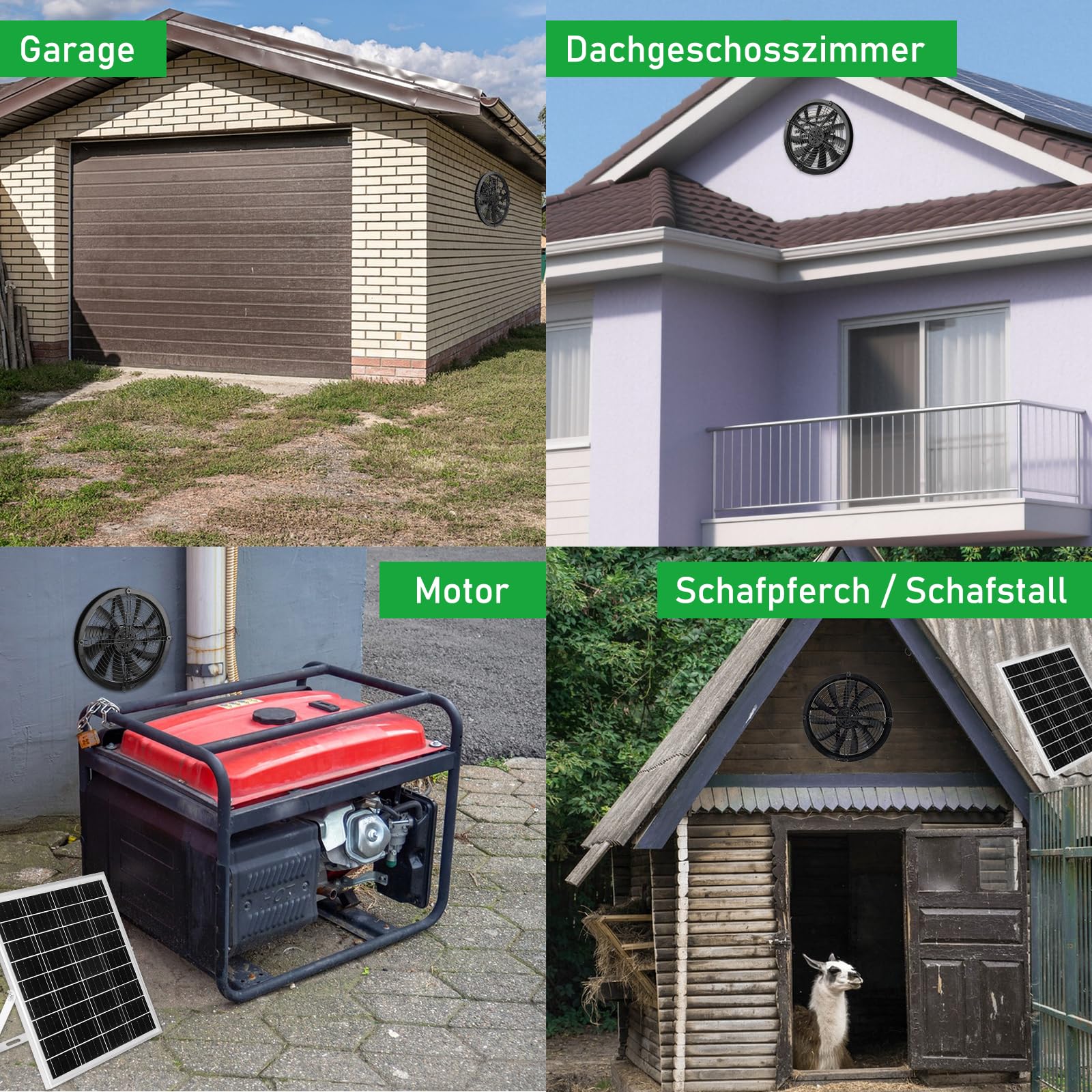 【20W 9.84FT Solarpanel Ventilator Kit】KWODE 20Watt Solar Panel Ventilator Gewächshaus: Solarpanel 20W mit DC Solar Lüfter+360° Verstellbare Halterung, für kleine Hühnerställe, Schuppen, Haustierhäuser
