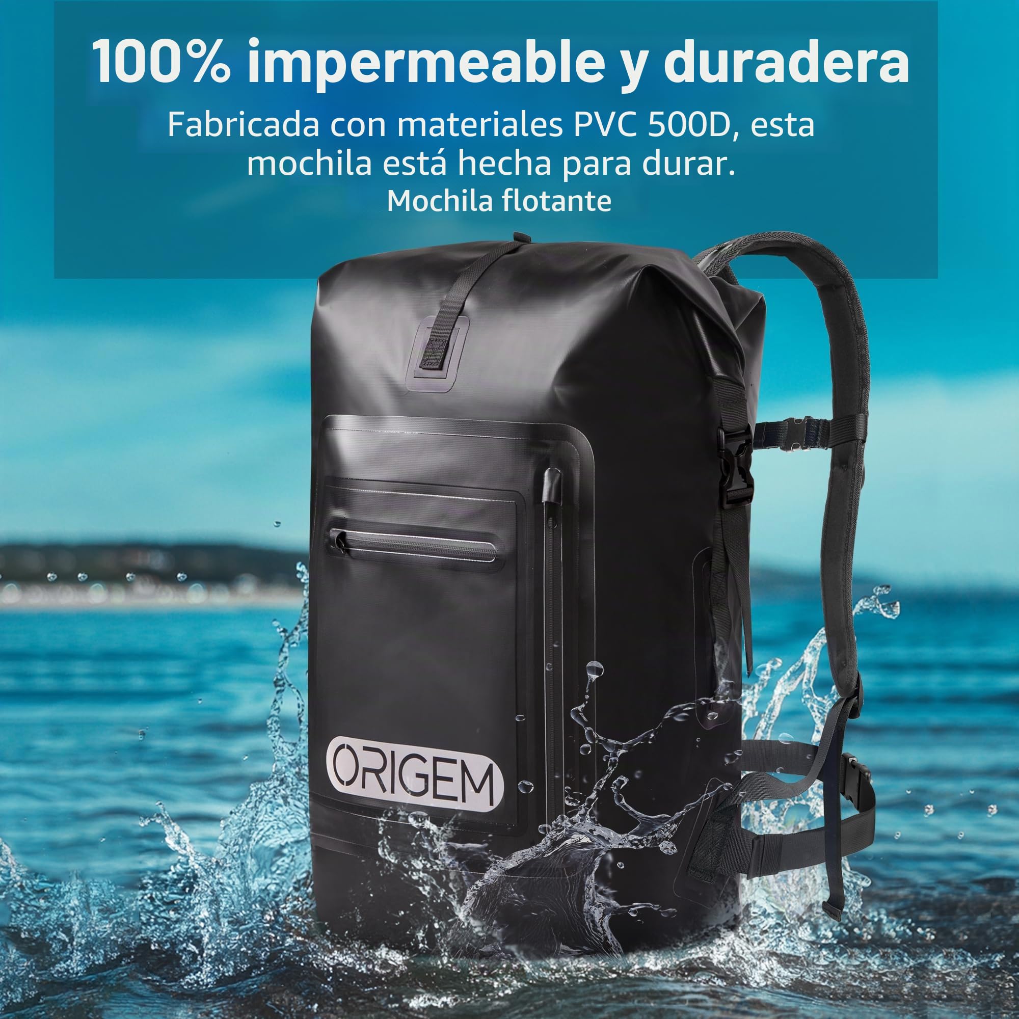 Origem Mochila impermeable, 35L/55L/85L rolltop waterproof backpack; bolsa estanca con inserción para ordenador & Espalda y tirantes acolchados para kayak, pesca, rafting, buceo o uso diario.