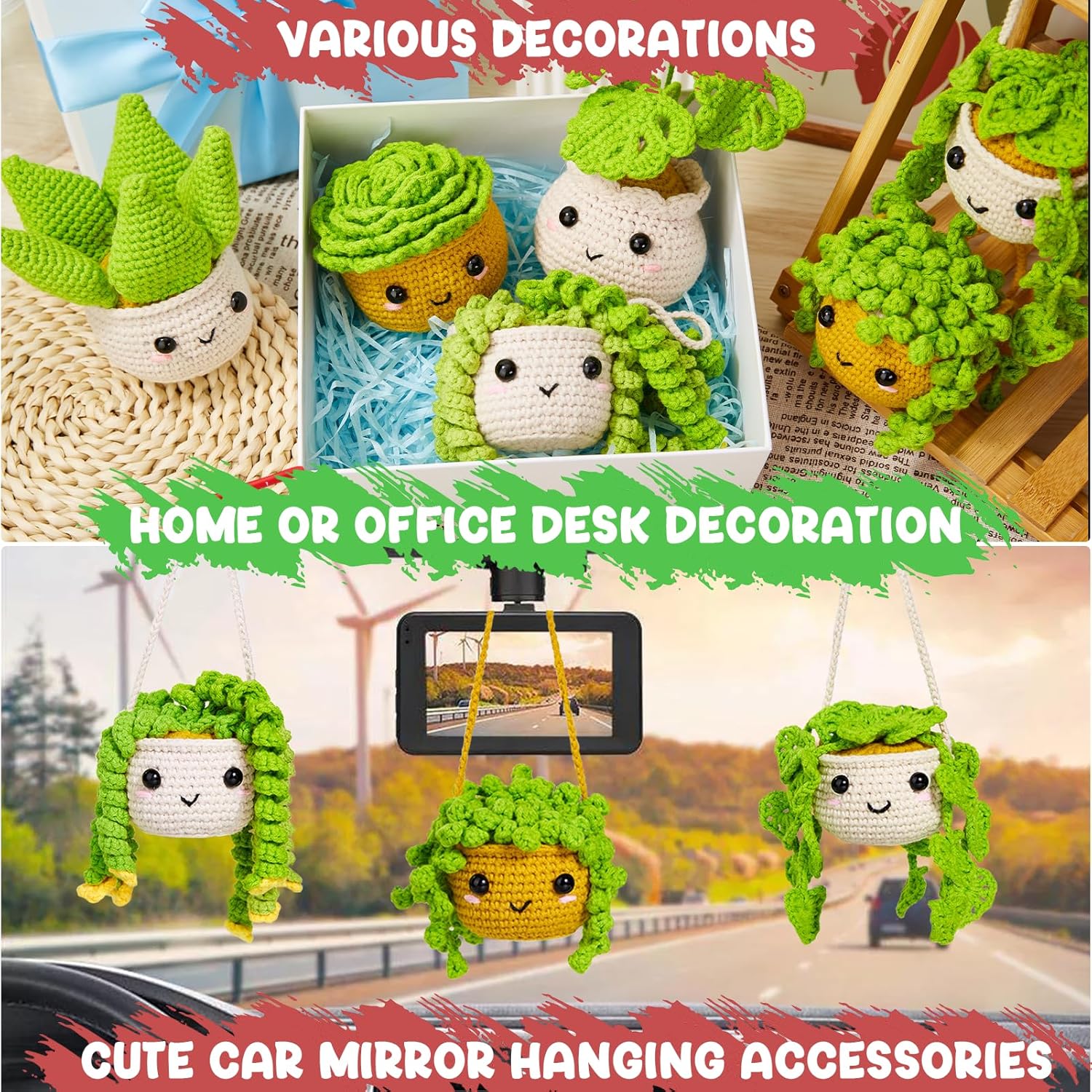 MAGIMUSE Crochet Kit for Beginners,Crochet Starter Kits with Step-by-Step Video Tutorials, DIY Craft Kits Amigurumi Knitting Supplies, Monstera Plant Family (40%+ Yarn)
