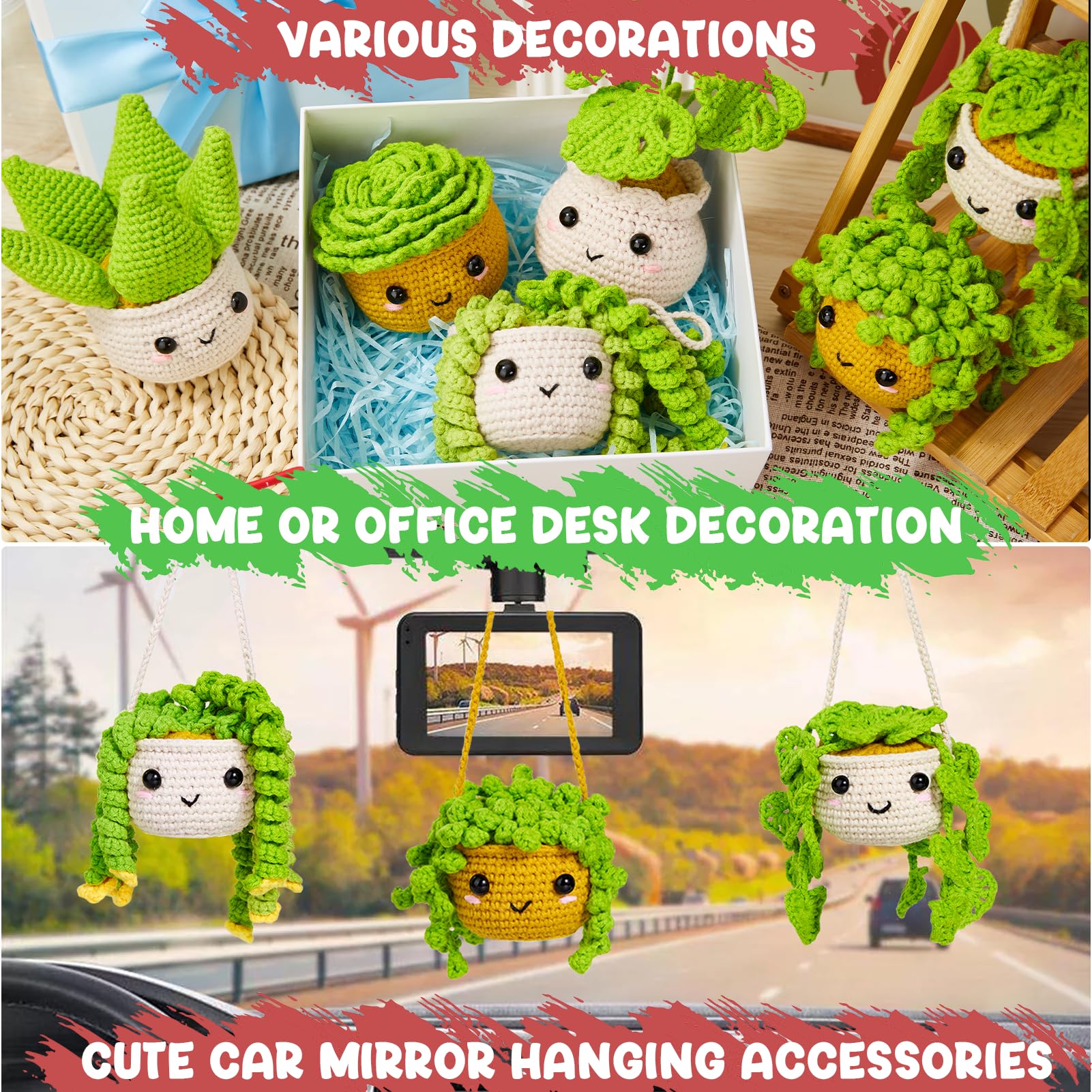 MAGIMUSE Kit de ganchillo para principiantes, kits de inicio de ganchillo para adultos, kits de ganchillo para tejer amigurumi, juego de hilo con tutoriales en video paso a paso, familia de plantas