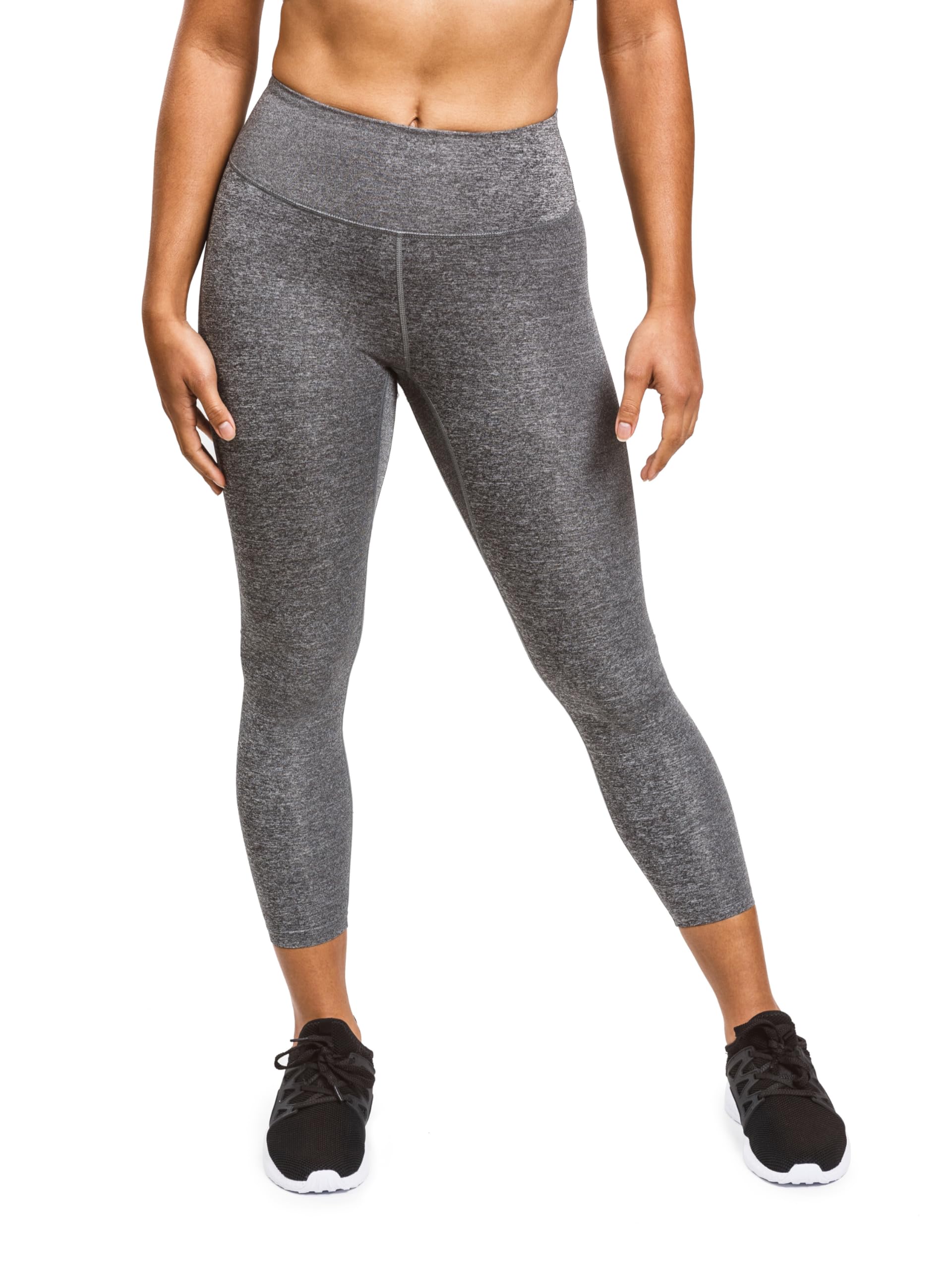 Sweat Shaper Women's Sauna Leggings Compression High Waist Yoga Pants Thermo Sweat Capris, Heather Grey, S
