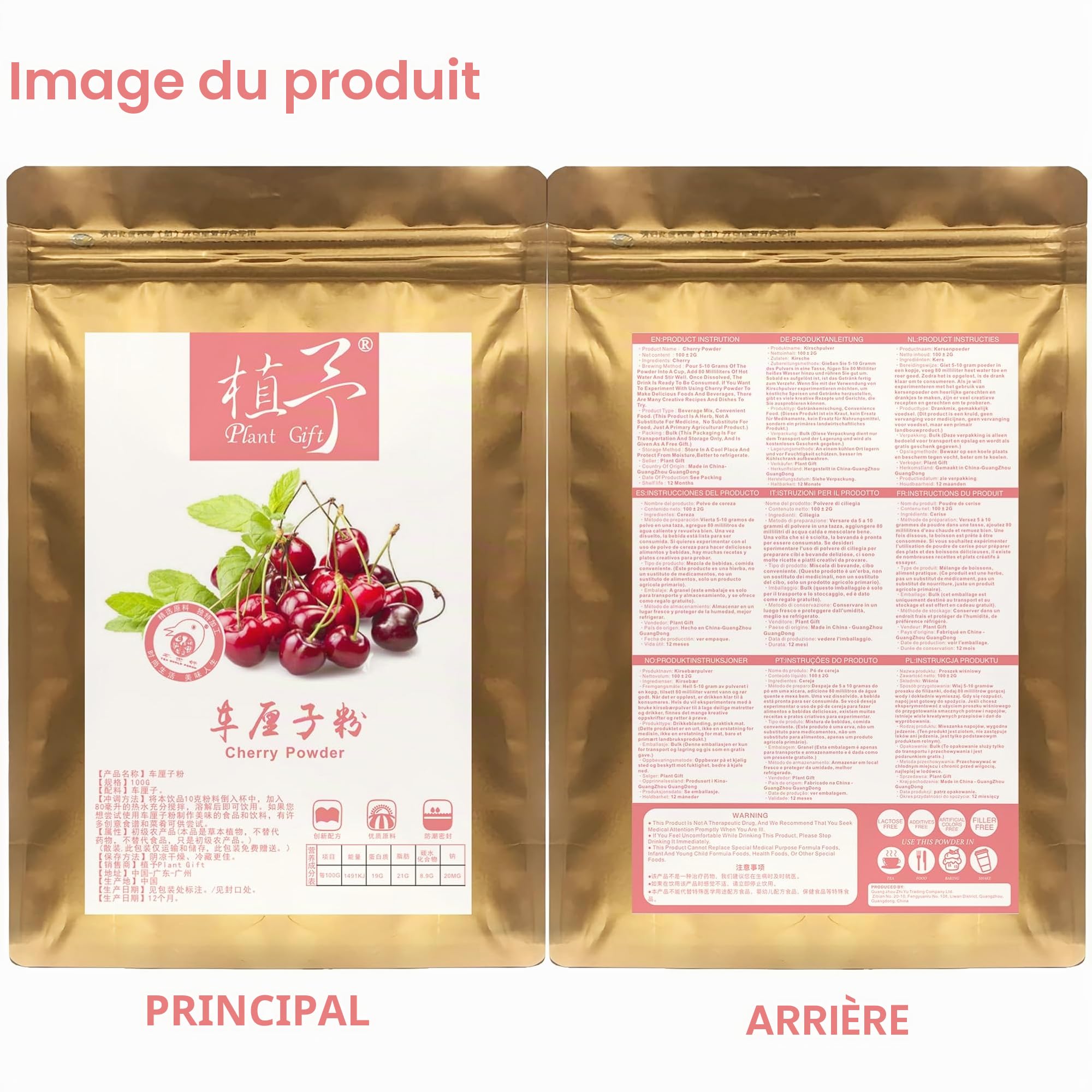100% Pure Cherry Powder 100g/3.52oz poudre naturelle de jus de cerise congelé | poudre de cerise pour smoothies, shakes, pâtisseries et boissons | sans conservateurs