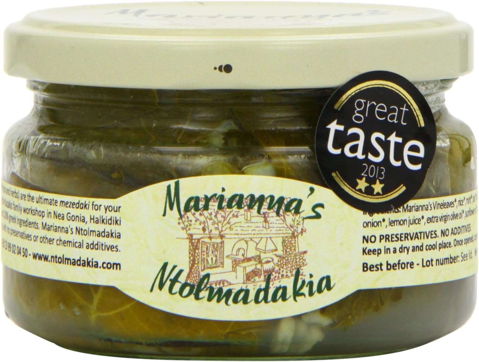 Marianna's Greek Organic Stuffed Vine Leaves with Rice – Dolmadakia – 200g Ready to Eat