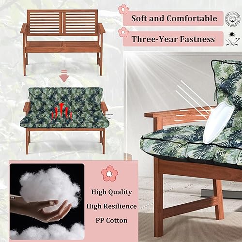 Miniatura 99 de Cojín de repuesto para columpio de 2-3 asientos, cojines de banco para exteriores con respaldo grueso de 4 pulgadas, muebles de patio, jardín, Flor