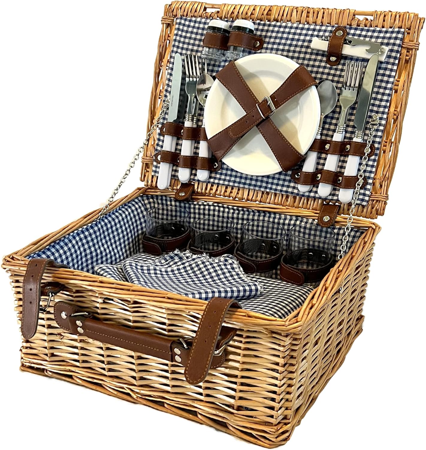 Wicker Picnic Basket - Wicker Picnic Basket with Lid and Handle, Large Capacity Picnic Storage Basket, Lightweight Yet Durable & Affordable, Washable Cotton Cloth, 16 x 12 x 7.1in. : Patio, Lawn & Garden