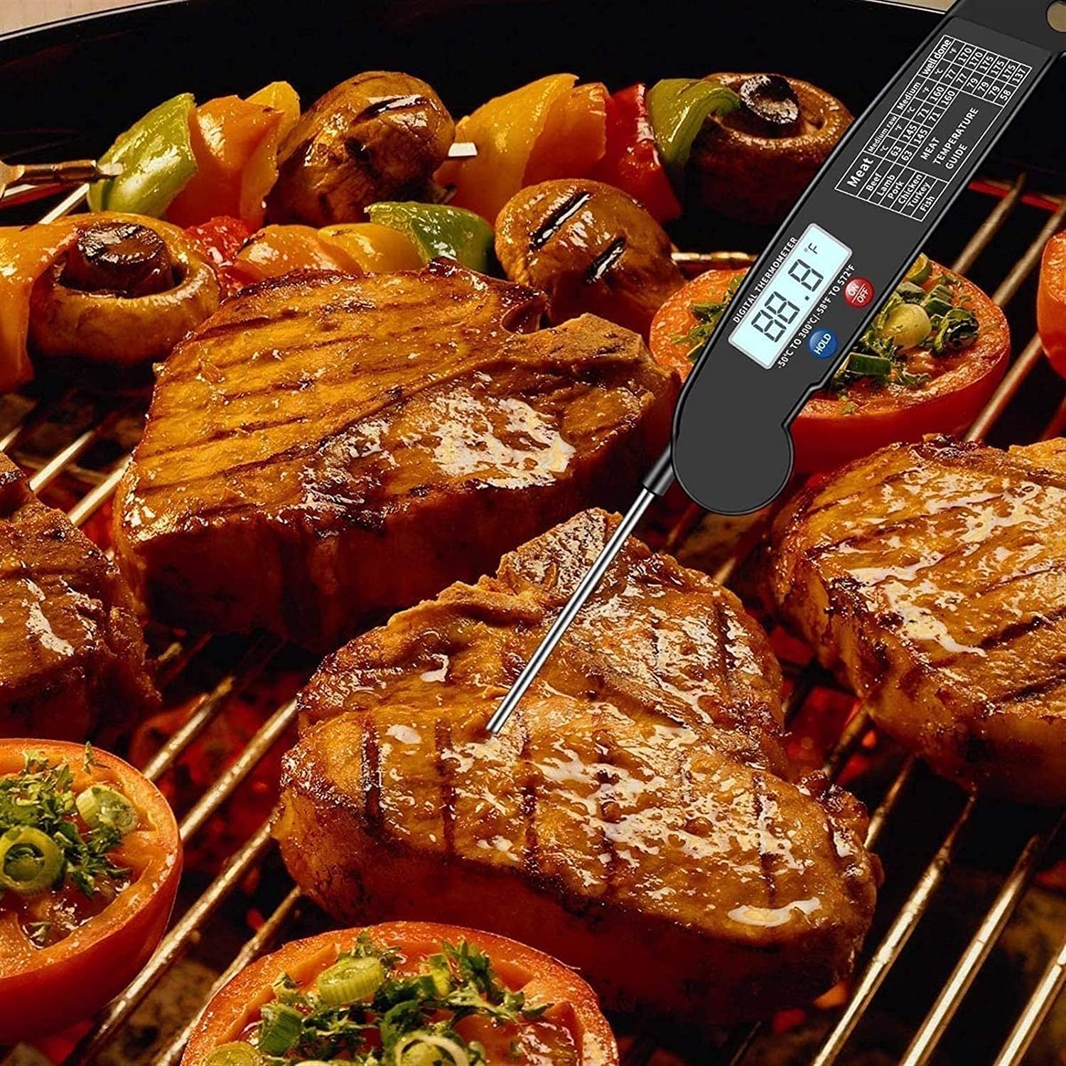 LIIAV Termometro a lettura istantanea - Miglior termometro ultra veloce impermeabile con retroilluminazione e calibrazione del termometro for alimenti digitali for cucina, cottura all'aperto, BBQ, e g