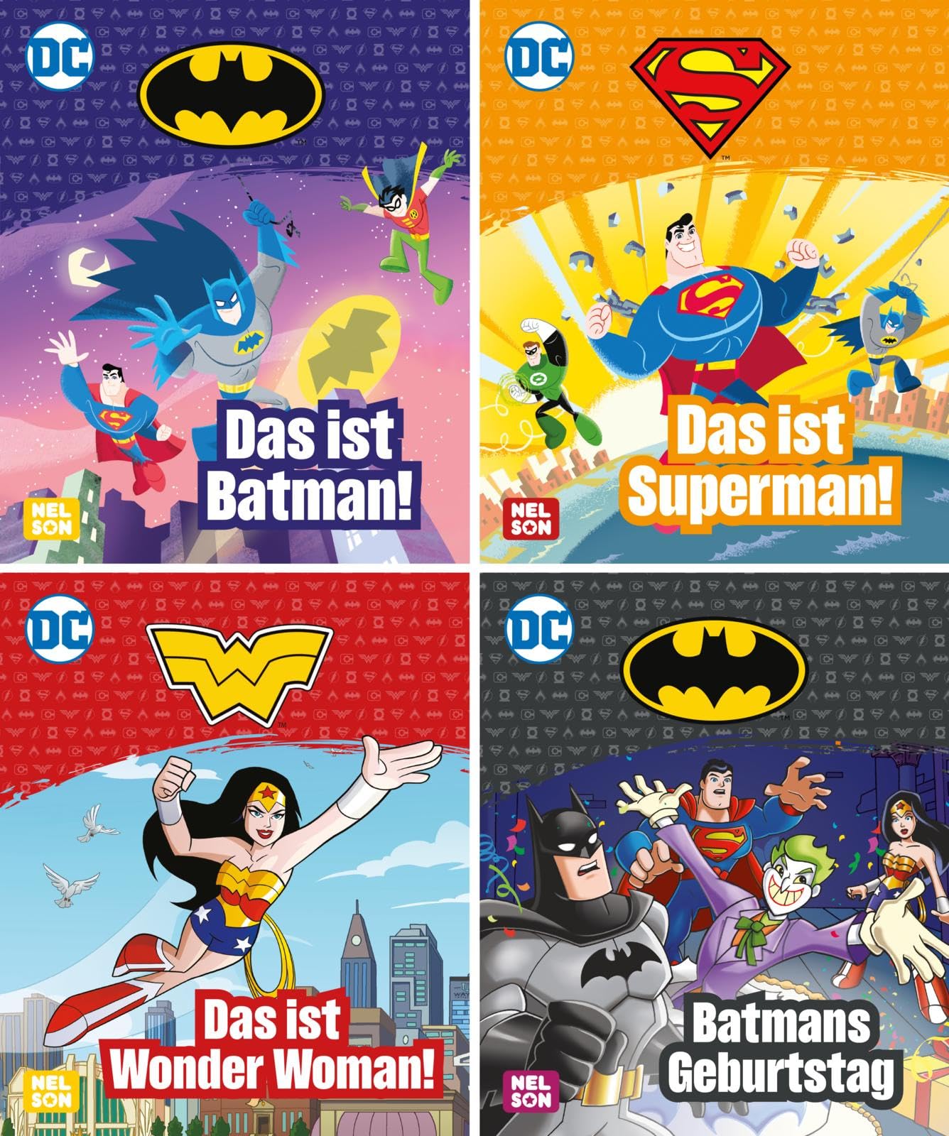 Nelson Mini-Bücher: DC Superhelden 5-8: 24 Mini-Bücher im Display | Batman, Superman und Wonder Woman im Mitnahmeformat (ab 4 Jahren) (Nelson Mini-Bücher: Ein großer Spaß im kleinen Format)