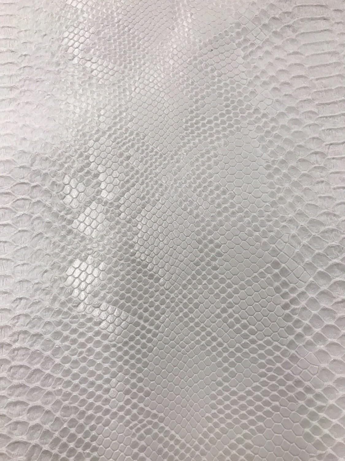 New Creations Fabric & Foam Inc, 54" Wide Faux Viper Snake Skin Vinyl-Faux Leather-3D Scales Fabric by The Yard, White
