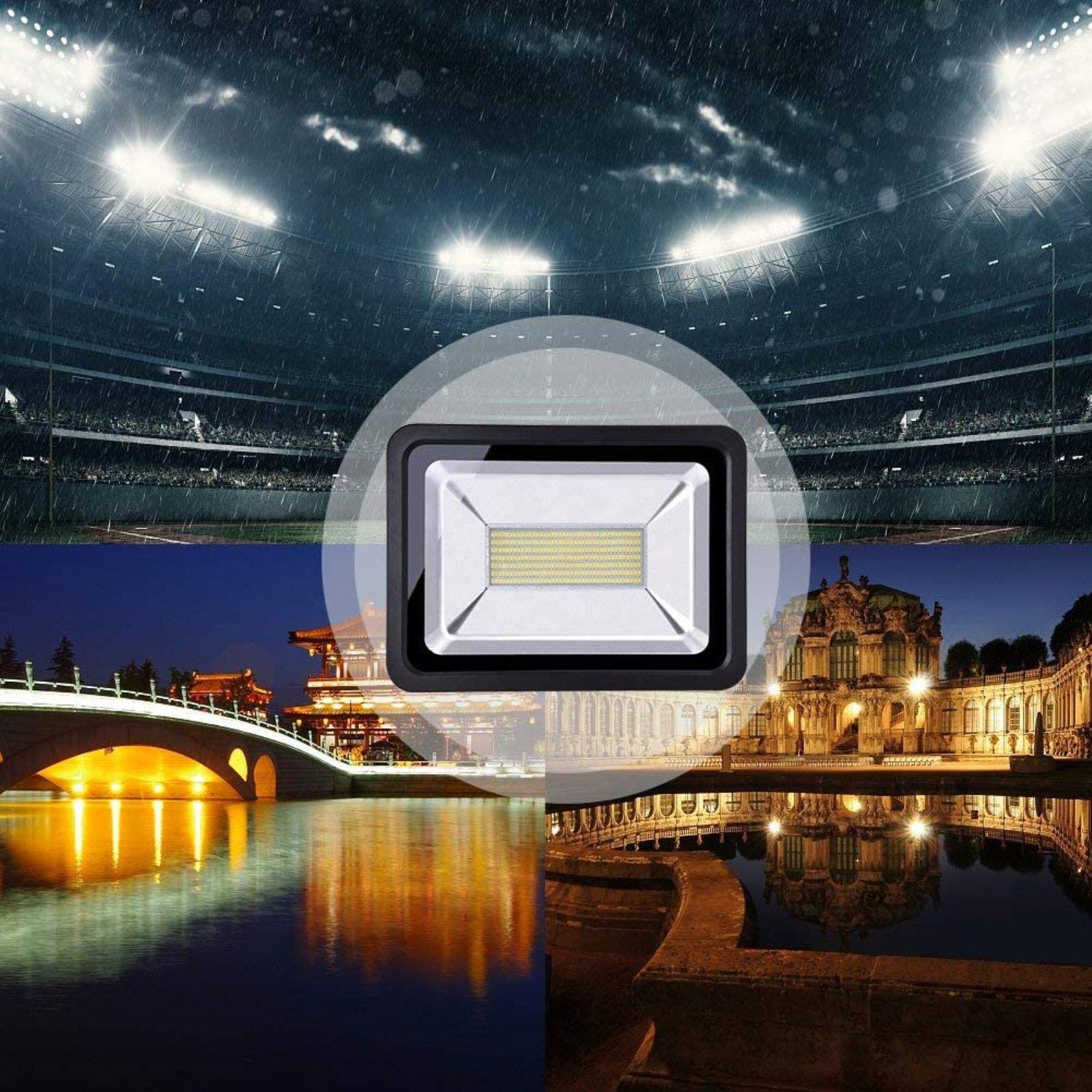 Luces de inundación solares Reflector LED para Exteriores, 500W Foco LED Blanco cálido, 2800 3200K, Ip65 Luz de Pared Exterior Impermeable para jardín, Garaje
