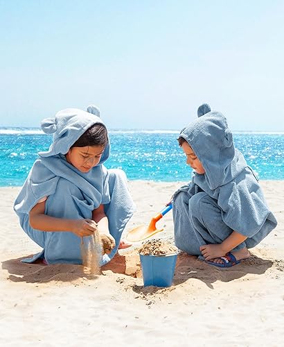 Miniatura 3 de MissShorthair Toalla Poncho para niños, toalla de playa con capucha para niña y niño, poncho de surf, bata de baño, toalla de baño de microfibra