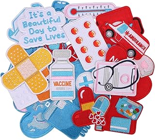 25pcs Nurse Iron on Patches, Medical Nursing Sew on Applique Embroidered Patches, Nurse's Day