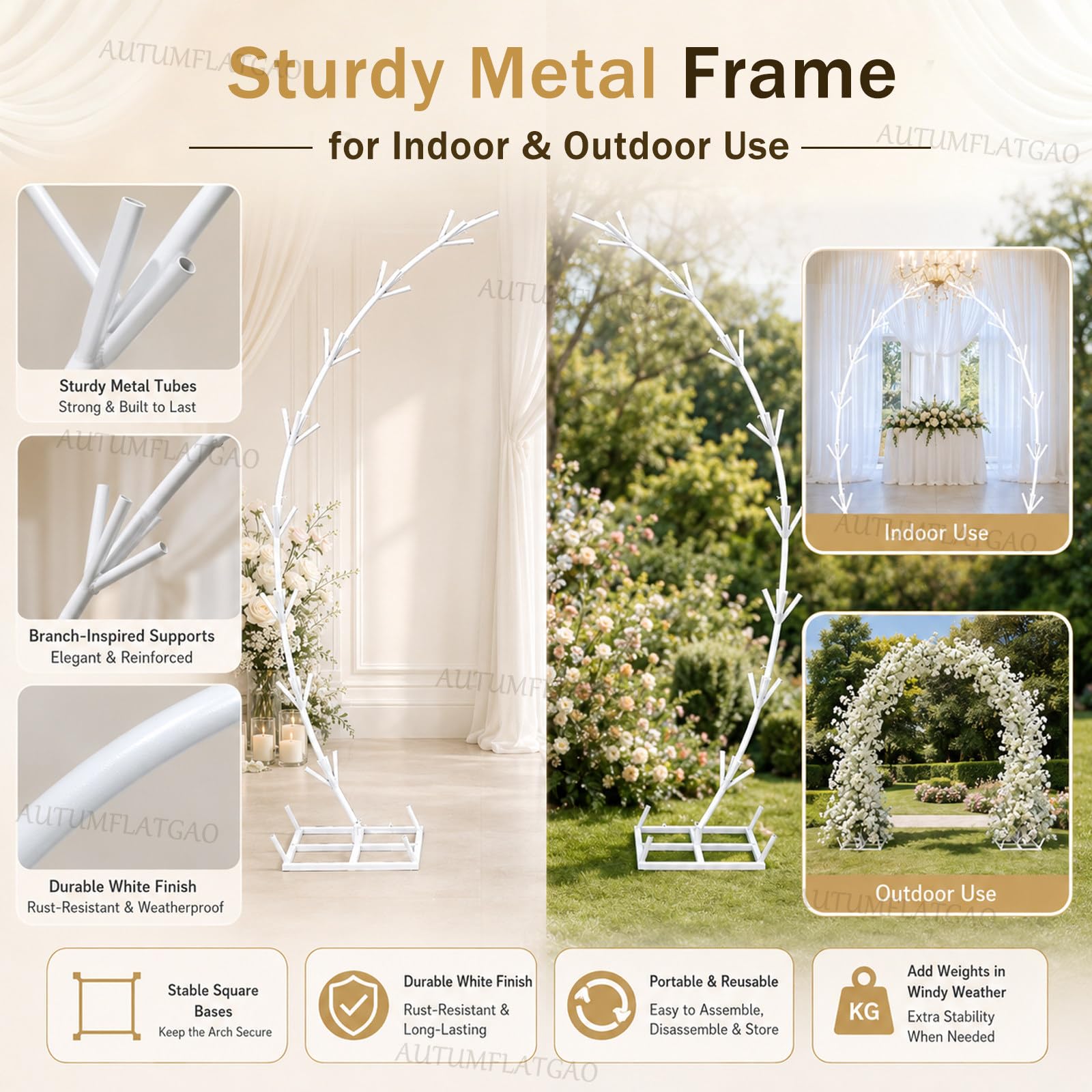 Deko Bogen Mit Ständer 2er Set, 2,2 M Weißer Metall-Traubogen Hochzeit, Hochzeitsbogen Als Hintergrundständer Für Trauung, Fotobox, Party, Empfang Und Gartendeko