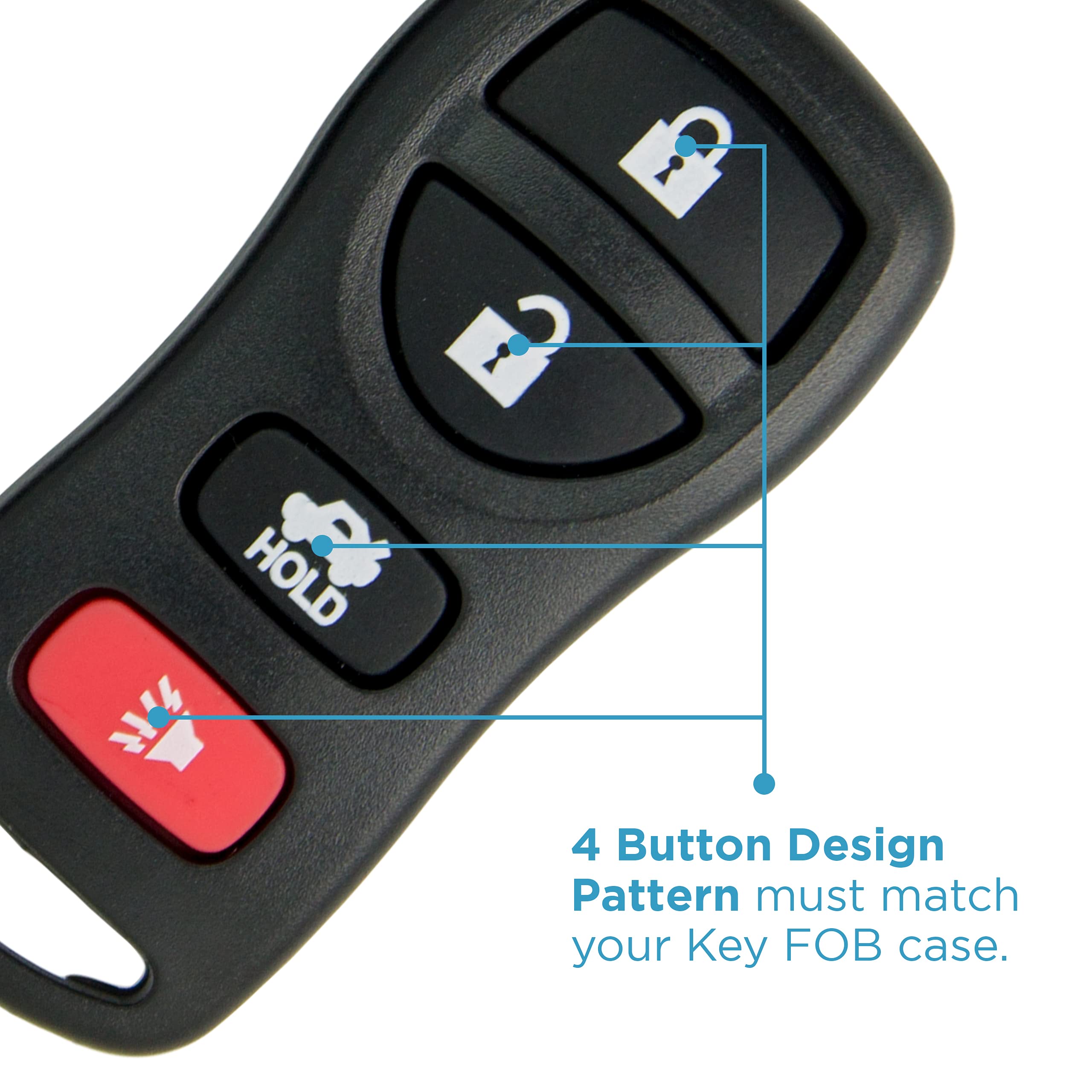 Keyless2Go Replacement for New Shell Case and 4 Button Pad for Remote Key Fob with FCC KBRASTU15 - Shell ONLY