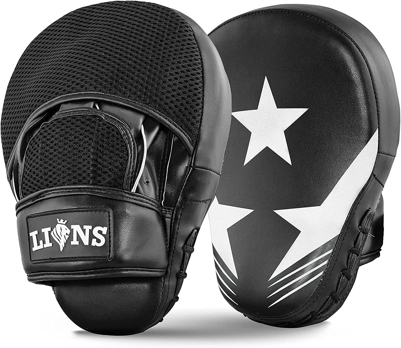 Lions Star Boxing Pads - Premium Rex Leather Kickboxing Pads Hook and Jabs Mitts Punch Bag Training Punching Boxing Mitts, Ideal for MMA Martial Arts Sparring Training, Men Women Adults