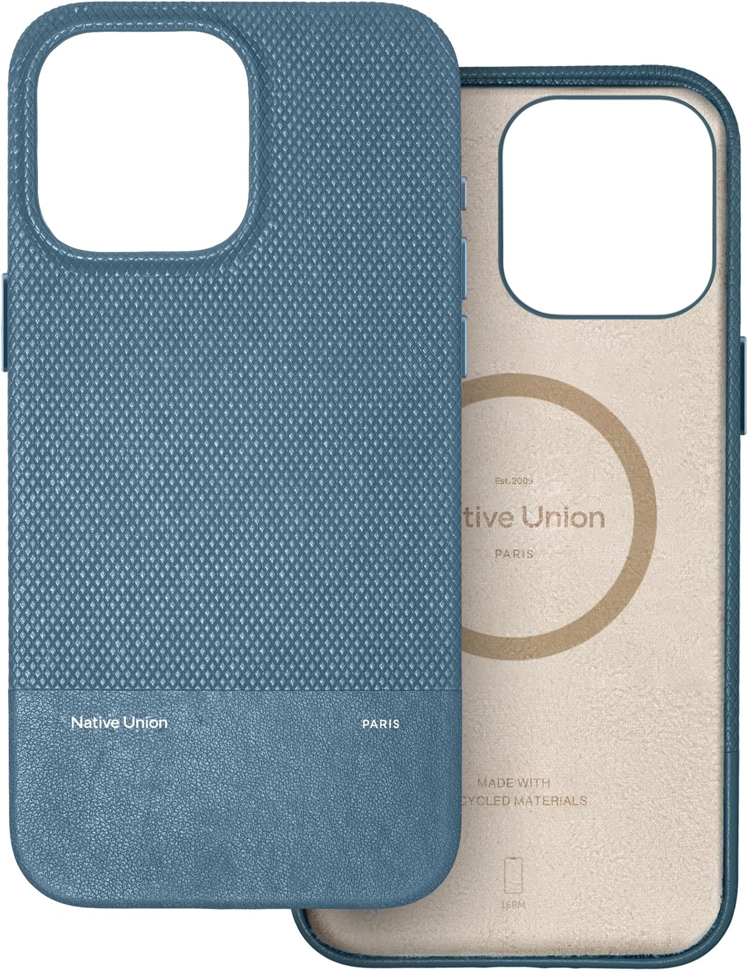 Native Union (RE) Classic Leather Case w/Magsafe for Apple iPhone 16 Pro Max 6.9" 2024| Italian Leather from Recycled Materials, 6-Ft Drop & Scratch Protection, Raised Edges, Wireless Charging - Navy