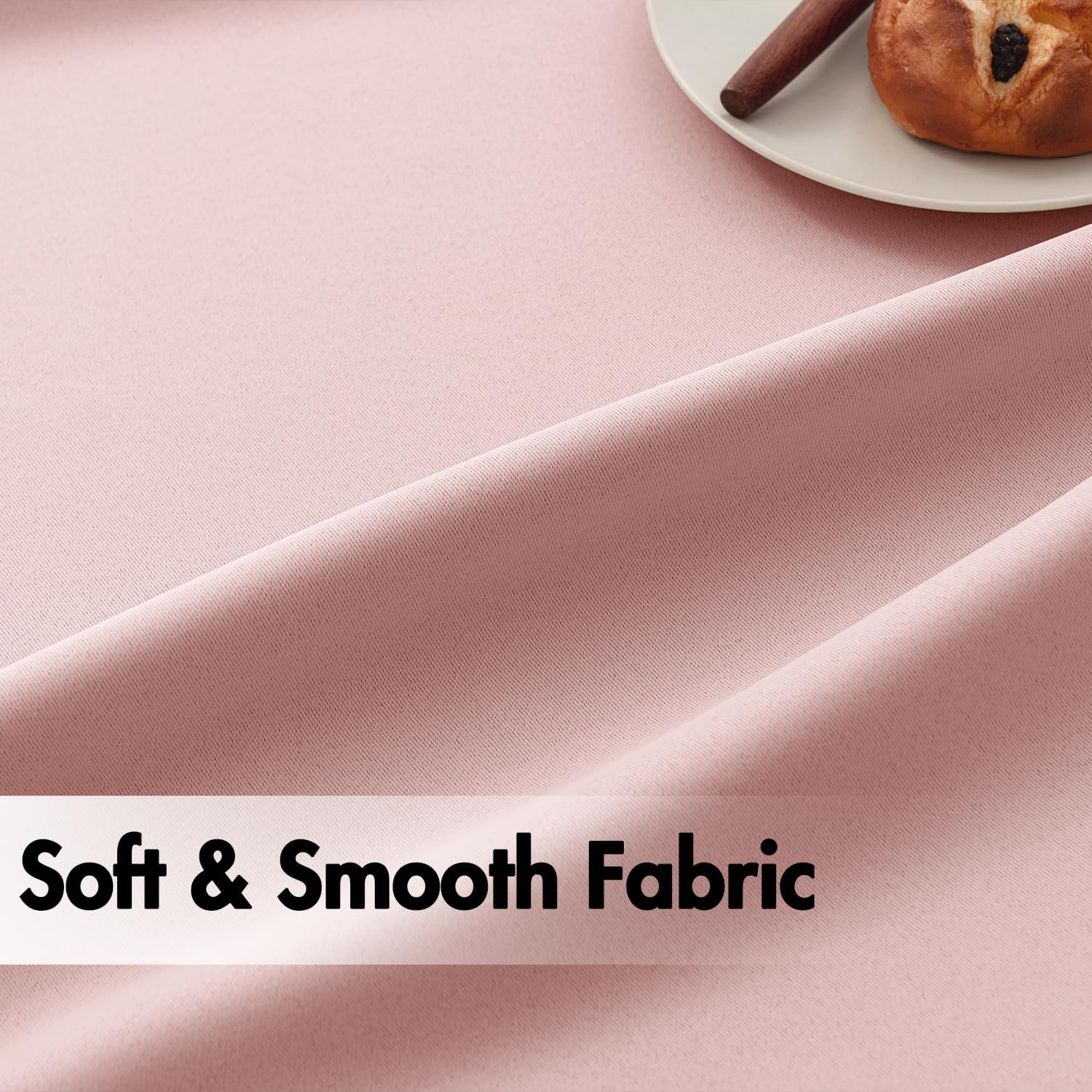 ANRODUO Rod Pocket and Back Tab Pleated Blackout Curtains with Hooks, Rings, Light Pink Curtains 90 Inches Long 2 Panels, Thermal Insulated Room Darkening Living Room Bedroom Curtain, 42x90 Inches