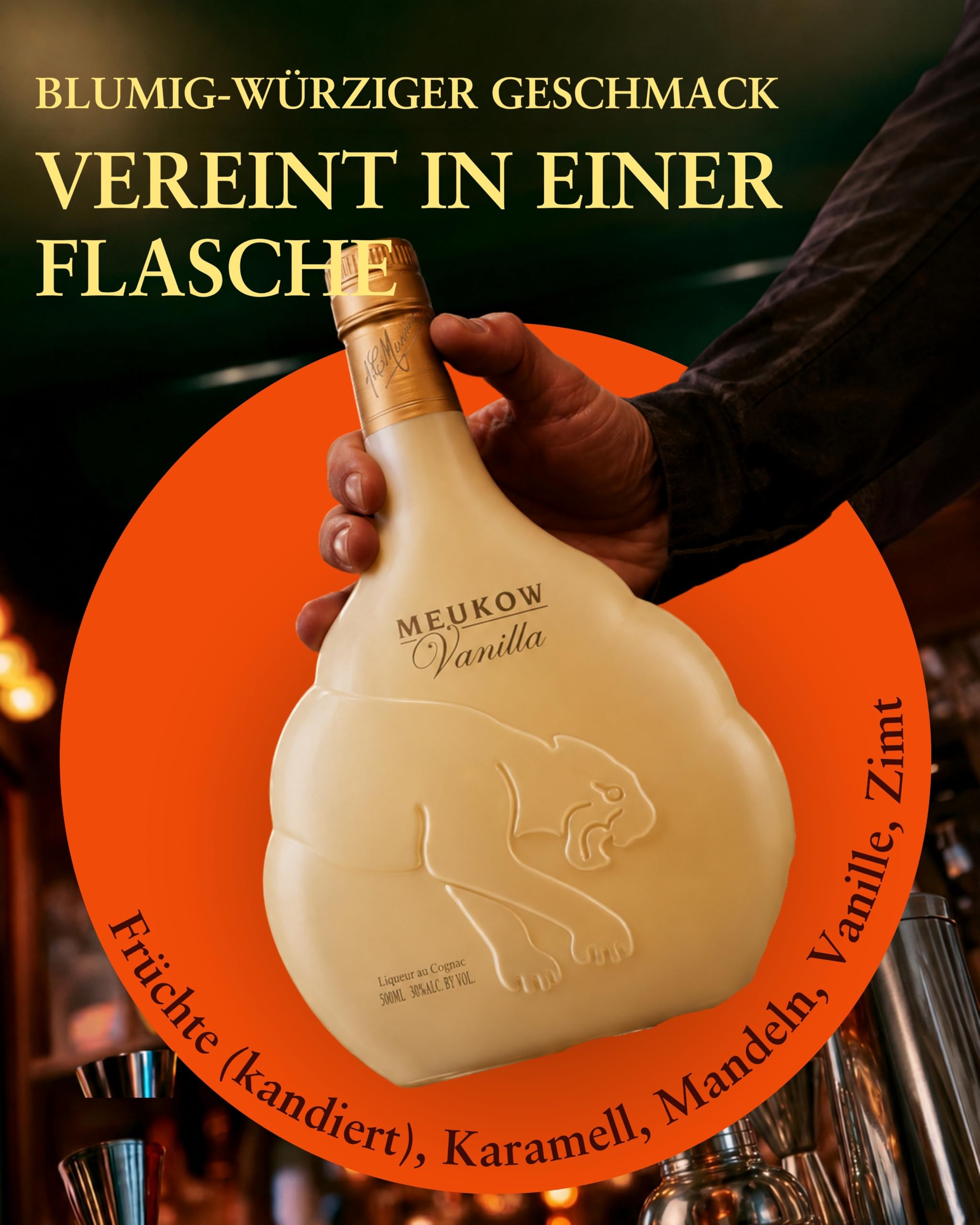 Meukow Vanille Cognac Likör 0,5 Liter 30% Vol.