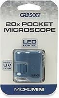Vista 3 de Carson MicroMini 20x Microscopio de bolsillo para adultos, linterna UV y LED, azul (MM-280B)